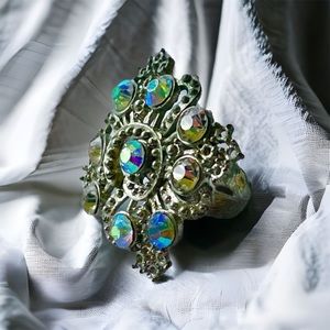Vintage aurora borealis cluster ring